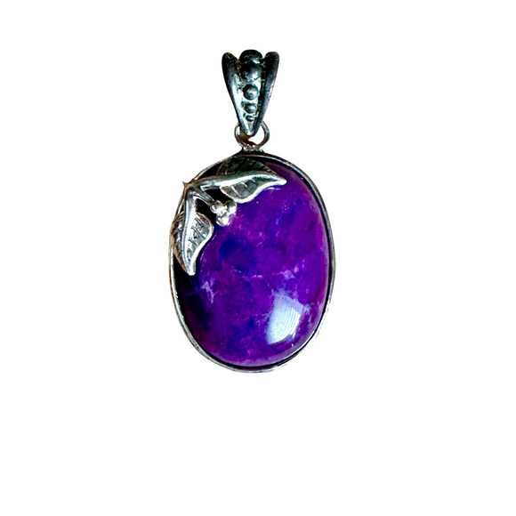 Vintage Purple Flourite Gemstone Pendant - Picture 1 of 3